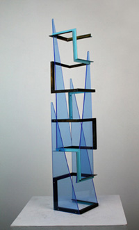 MODEL 2 2018 40cm high x 11cm wide x 11cm deep Painted steel & tinted Perspex for Chelsea Flower show sculpture