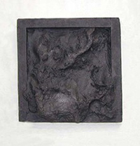 CREEK PATCH 4  2003 22cm sq.    Cast cement fondue taken from  moulds of Deptford Creek mud banks