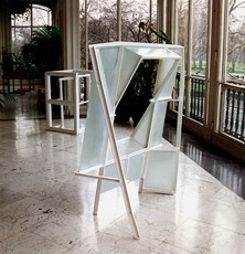 WINDOW  1992-3   130cm high    Painted steel & glass Shown at Hammerson PLC, London