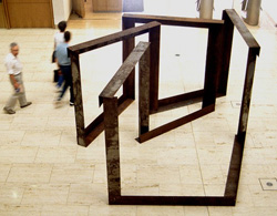 CONTINUOUS LINE  CONTINUOUS SHAPE II  1998 200 x 400 x 350cm   Rusted steel units Exhibited at Addison Wesley Longman, Harlow