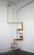 SKIRTING SPACE 3  2015 485cm high x 120cm wide x 45cm deep Painted skirting board & brass fixings Studio Installation