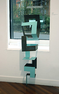 BLUE CLIMB 2017 200cm high x 35cm wide x 35cm deep Painted & rusted steel Installed as part of ‘Out of Office’ exhibition, Morley Gallery SE1