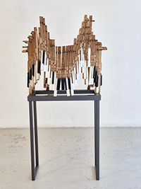 POLYPHONY 2026
133 x 70 x 43cm&nbsp;&nbsp;
Wood found piano keys & brass fixings on steel painted 