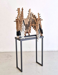 POLYPHONY 2026
133 x 70 x 43cm&nbsp;&nbsp;
Wood found piano keys & brass fixings on steel painted 