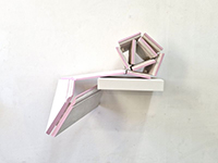 PINK SKIRTING CURL 2025
50 x 45 x 20cm 
Wood skirting board, hinges & paint