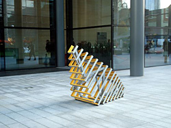 COCOON LINE  2008-09   92cm wide x 100cm high x 190cm deep  Galvanized & painted steel Exhibited at Spitalfields Market, London 2010