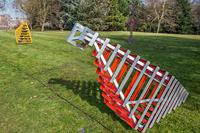 BEAST LINE (foreground)  COCOON LINE (left) LIFT & TOWER LINE (background) Battersea Affordable Art Fair exhibit 2015 Photo by Guy Bell 