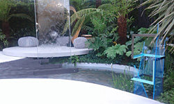 BLUE LIFT 2 2018 120cm high x 35cm wide x 35cm deep Primed painted steel & tinted Perspex for Chelsea Flower show (VTB Spirit of Cornwall Garden)