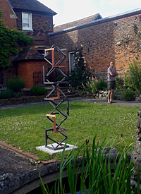 LIFT  2004 180cm high x 33cm wide x 33cm deep Painted steel Exhibited Shoreham Sculpture Trail 2017