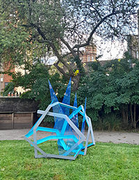 BOLT II  2021 140cm high x 110cm wide  x 115cm deep Painted stee & Perspex