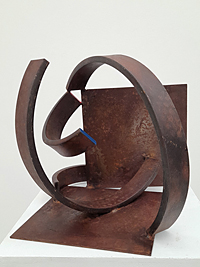 25 - SPACE FOR RED YELLOW BLUE  2020 26cm high x 28cm wide x 27cm deep Steel waxed & touches of paint