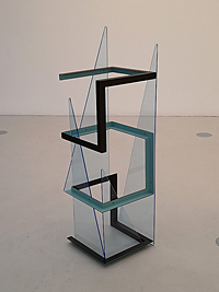 BLUE LIFT II  2018 120cm high x 35cm wide x 35cm deep Primed painted steel & tinted perspex