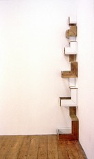 SKIRTING UP  1998   251cm high x 42cm wide x 45cm deep   Painted & bare wood & brass hinges