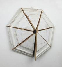 STAR LINE - PEEP  2012 45cm high x 45cm wide x 10cm deep Painted skirting board & brass hinges