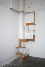 SKIRTING SPACE 3  2015 485cm high x 120cm wide x 45cm deep Painted skirting board & brass fixings Studio Installation